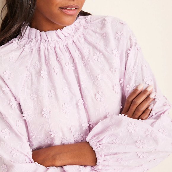 ANN TAYLOR FLORAL RUFFLE NECK NWT FIRM!!!! - Picture 1 of 4